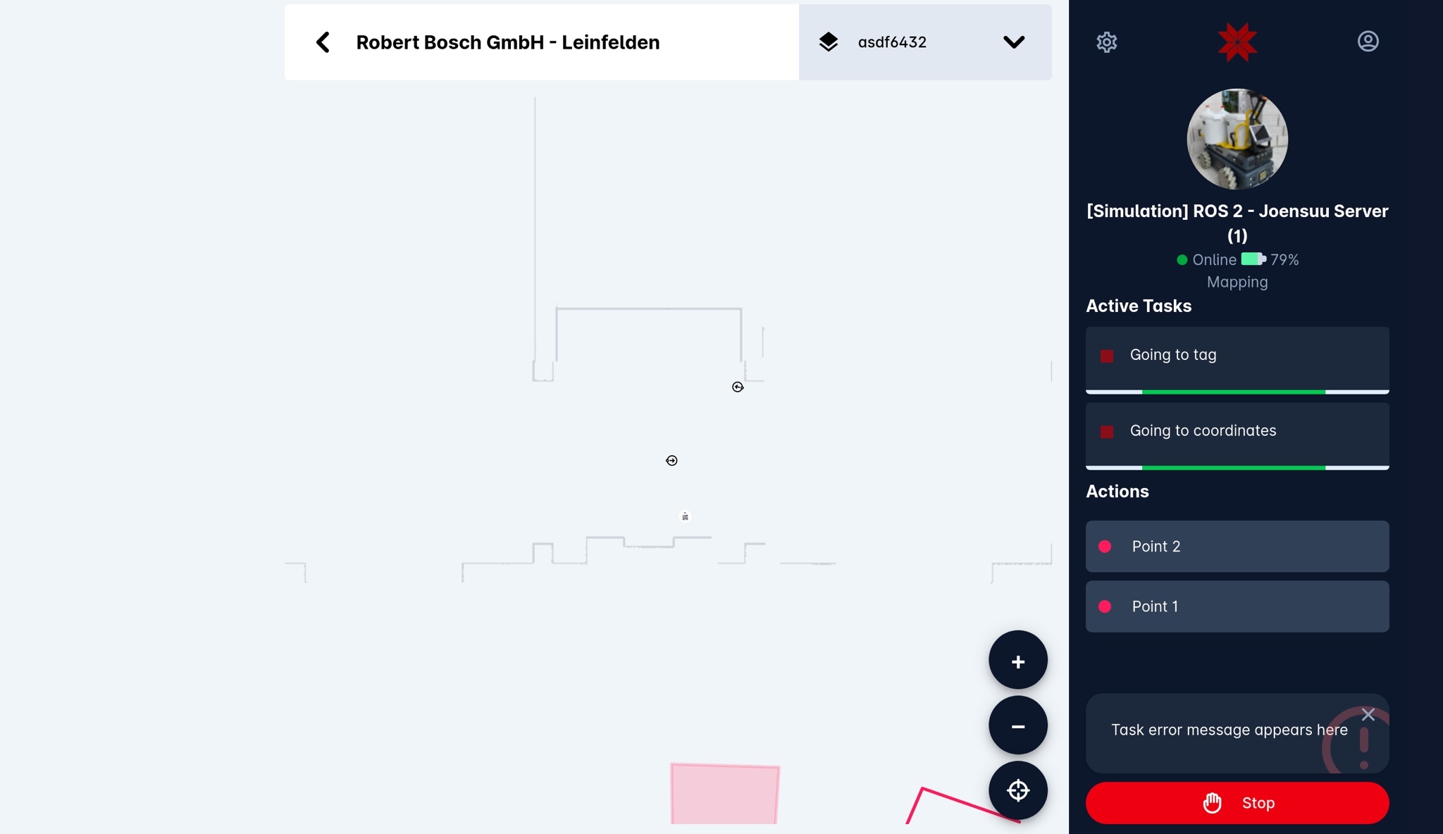 Karelics Cloud, robot fleet management app UI.