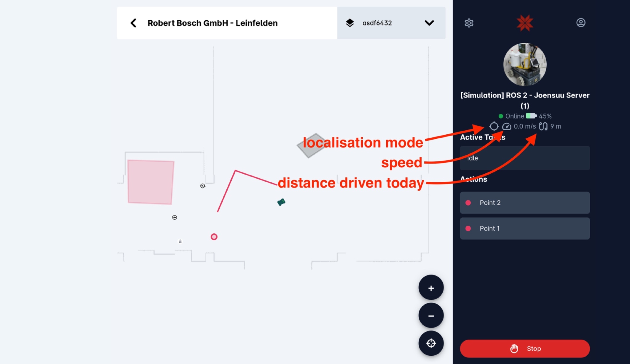 Karelics Cloud, robot fleet management app UI.