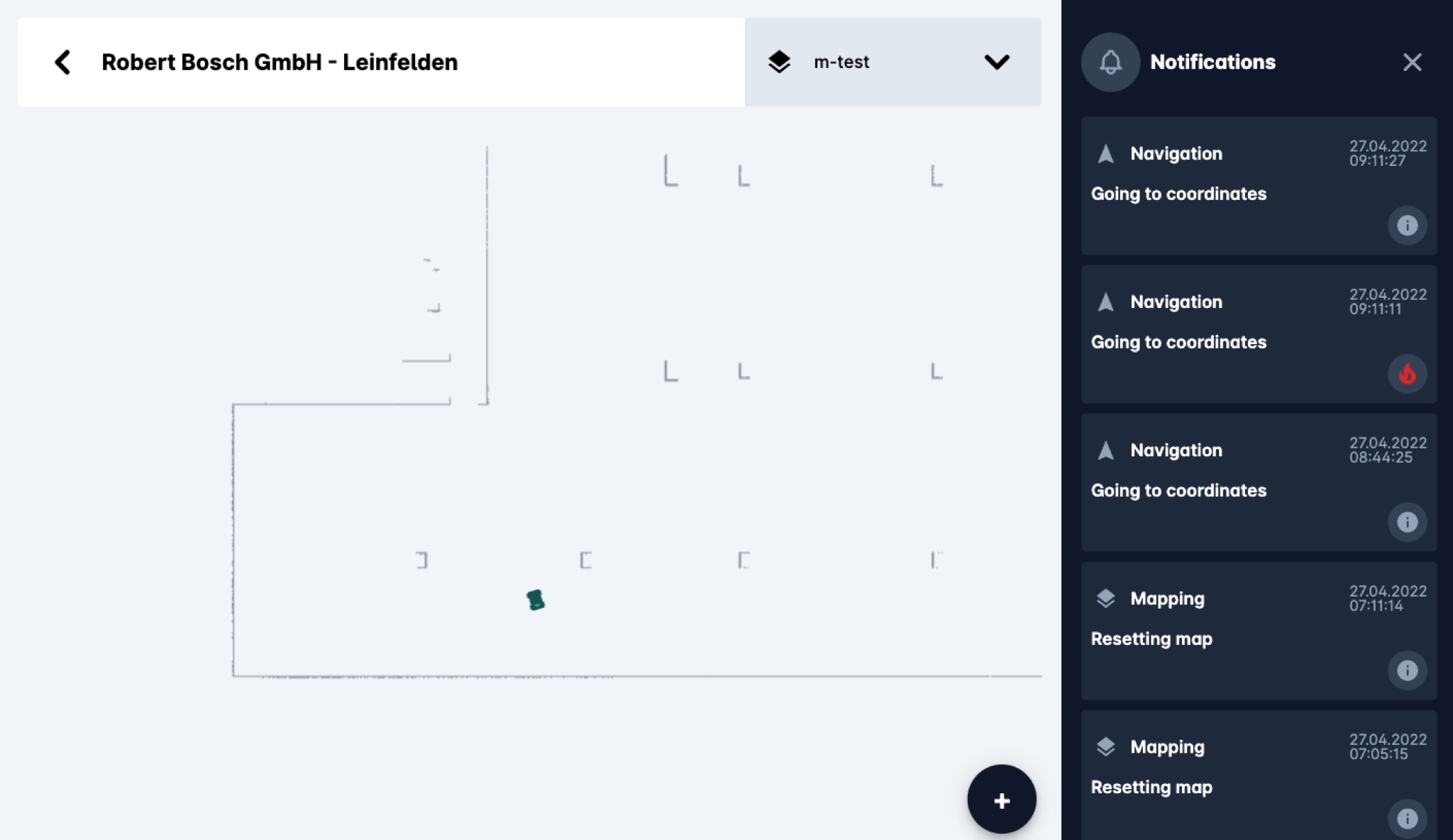 Karelics Cloud, robot fleet management app UI.