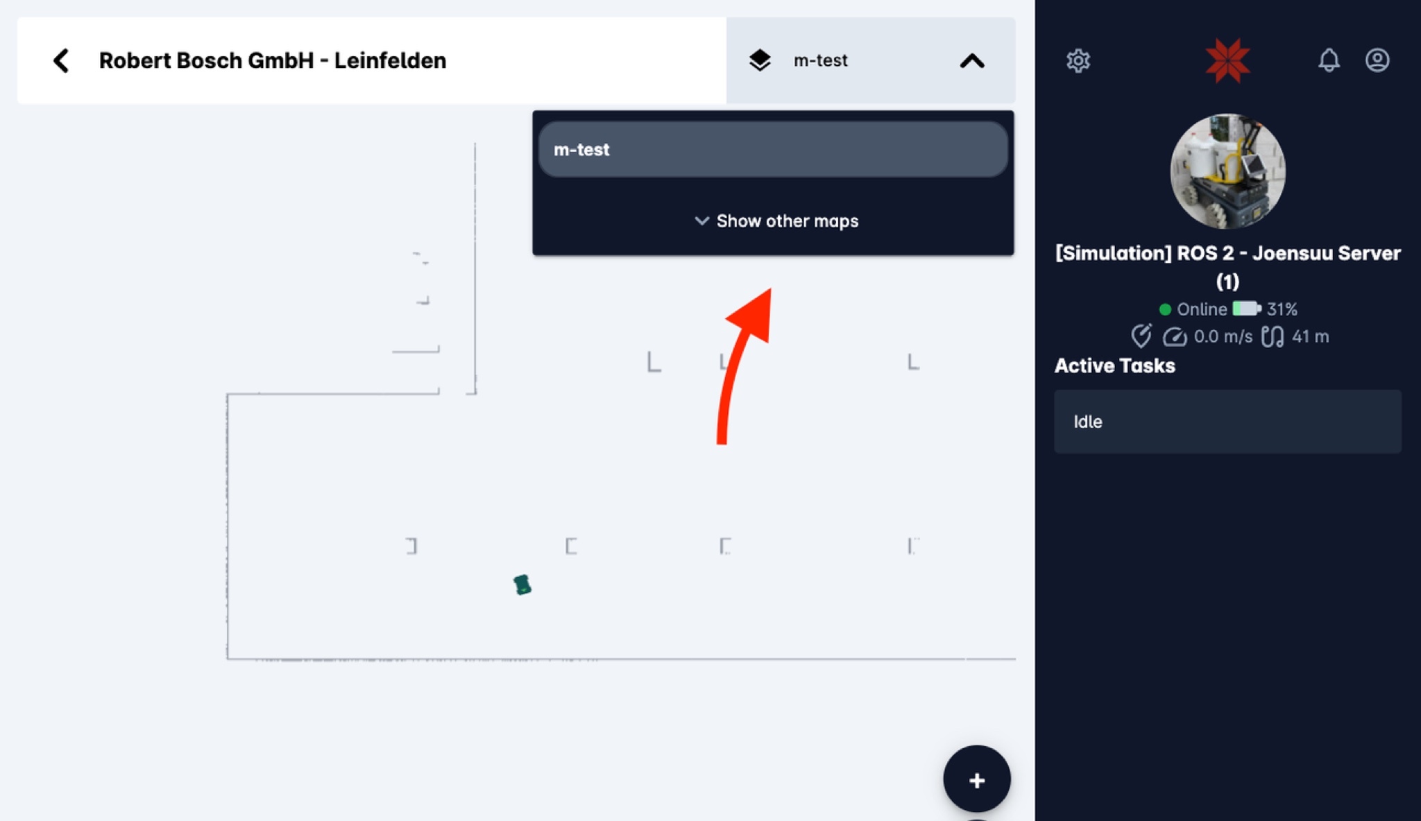 Karelics Cloud, robot fleet management app UI.