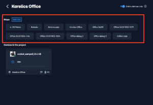 Karelics Cloud, robot fleet management app UI.