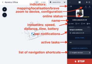 Karelics Cloud, robot fleet management app UI.