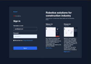 Karelics Cloud, robot fleet management app UI.
