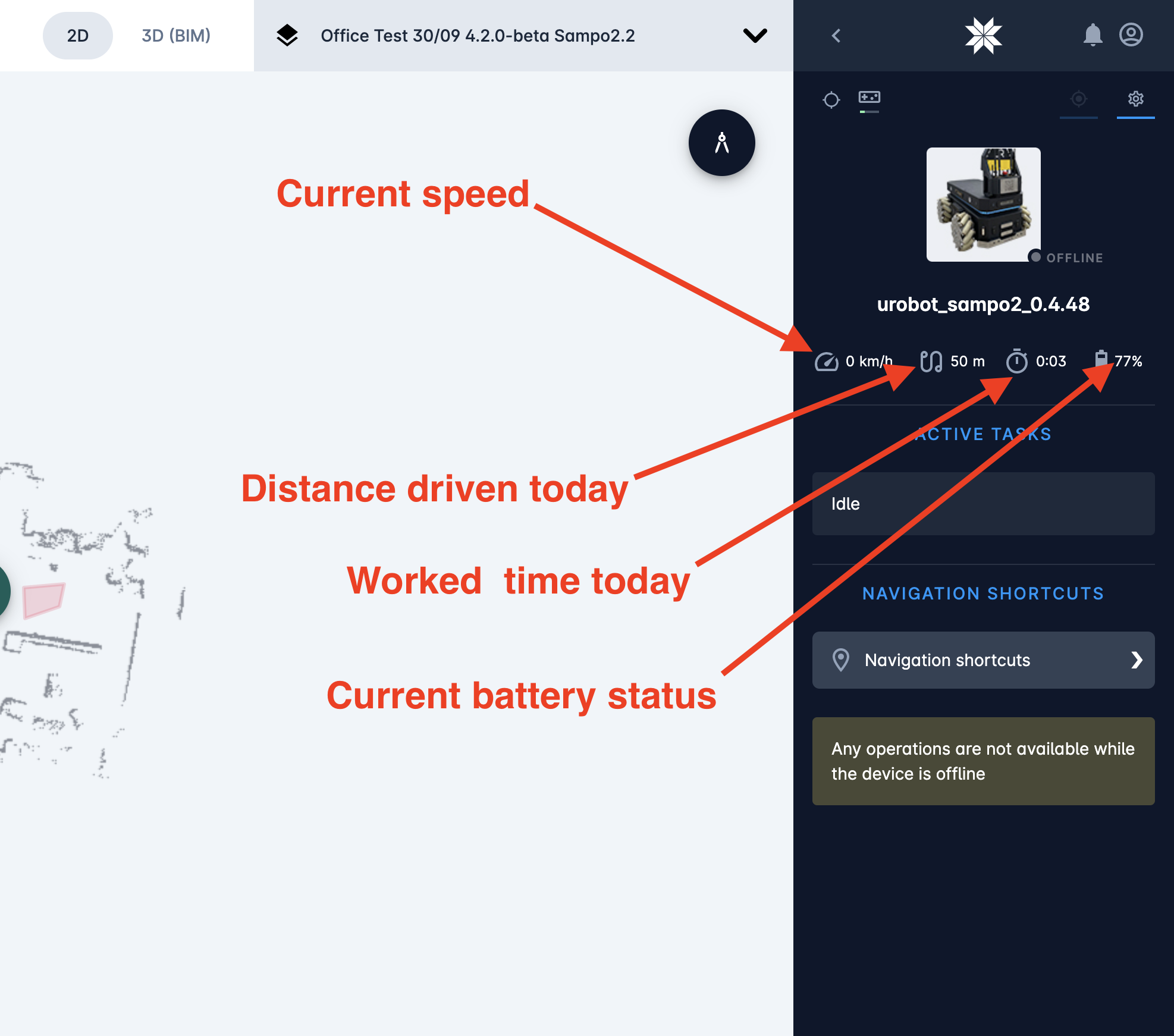 Karelics Cloud, robot fleet management app UI.