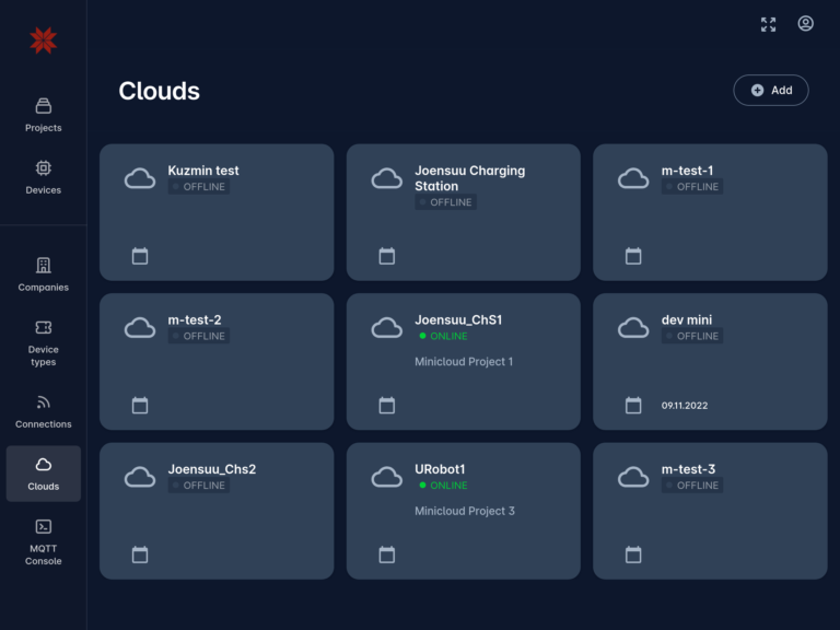 Karelics Cloud, robot fleet management app UI.