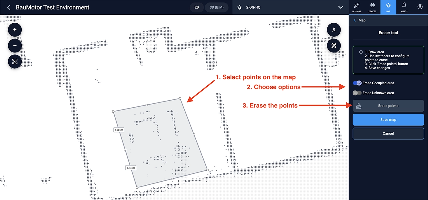 Usability improvements Eraser for maps