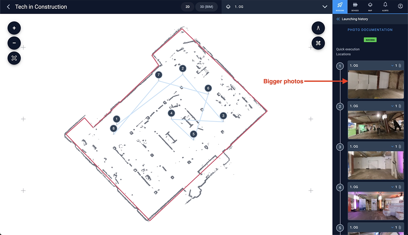 Missions management. Photo documentation. New bigger photos preview.